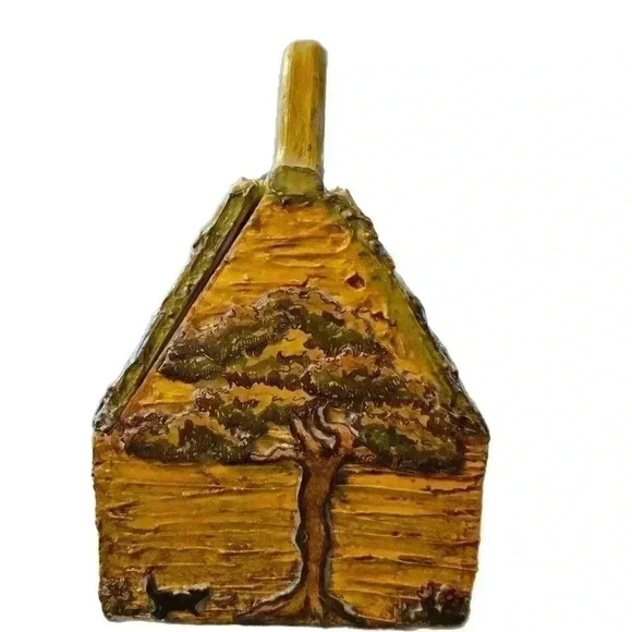 Vintage Hand Carved Wooden Cottage Purse Signed - Picture 5 of 13